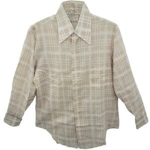 Arrow Kent Beige Plaid Shirt—Perfect with Loafers + Fall Denim (Sz 32)